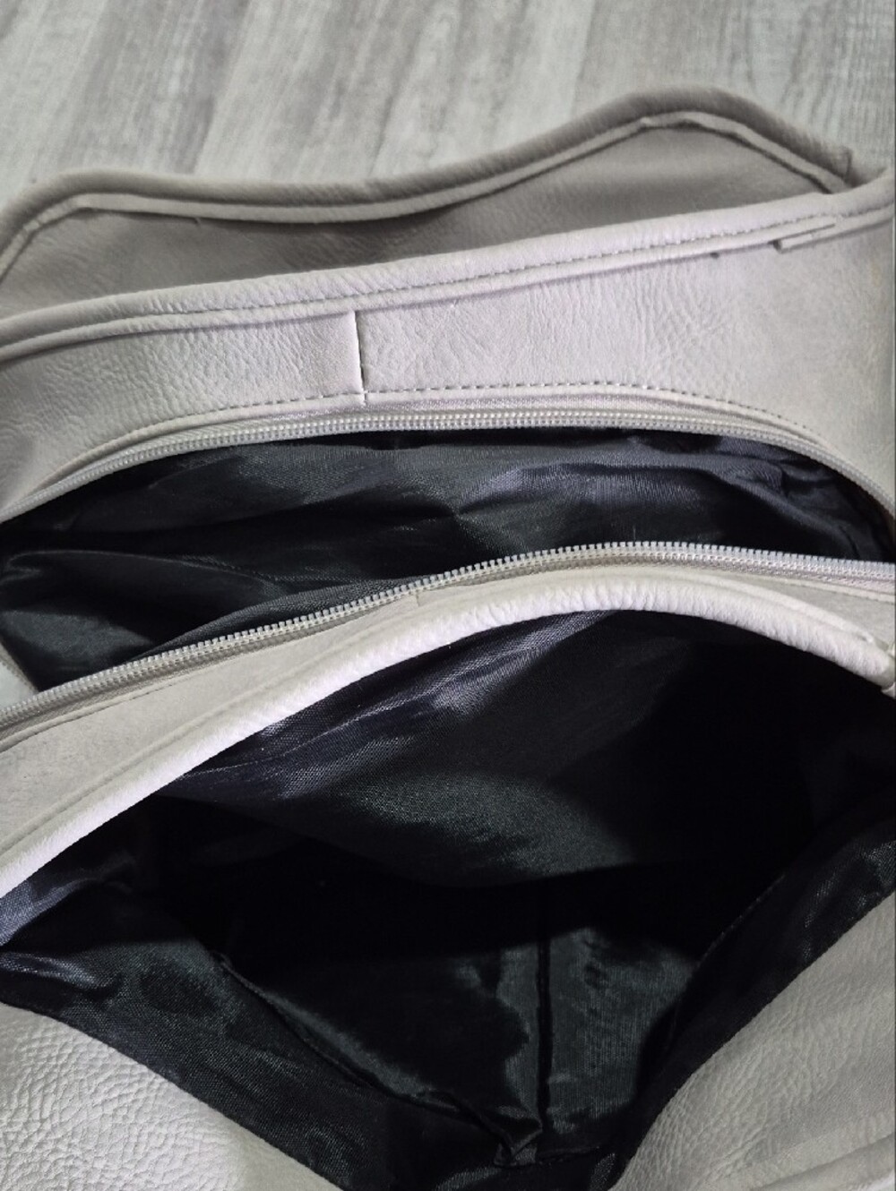 Neutral Gray Shoulder Bag with Front Zip by MultiSac - Picture 13 of 15